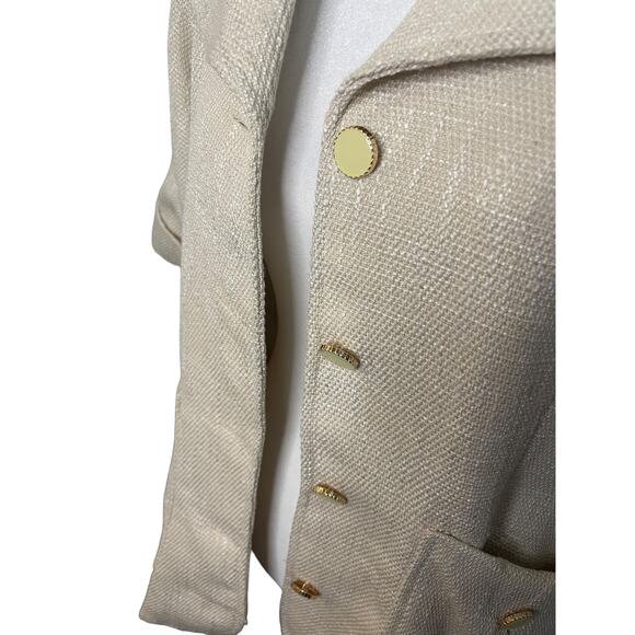 NWT Anthropologie Bishop + Young belted Ivory tweed jacket - Medium - Picture 4 of 11